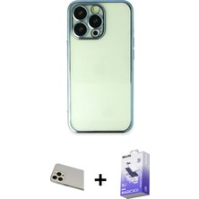 iPhone 13 Pro Max Vadi Minimal - Siyah Bilvis 5in1 5d Magic Hayalet Cam Ekran Koruyucu + Rose Gold Rainbow Kamera Lens Koruma Cam