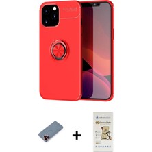 iPhone 12 Pro Max Yankı Form Prime - Siyah Mat Seramik Nano Ekran Koruyucu + Kırmızı Metal Kamera Lens Koruma Cam