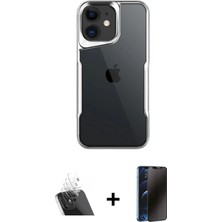 iPhone 11 Akış Çizgi Koleksiyonu - Siyah 3D Antistatik Hayalet Cam Ekran Koruyucu + Şeffaf Kamera Lens Koruma Cam