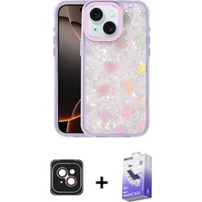 Cepte Toptan iPhone 14 Odak Prime - Siyah Bilvis 5in1 5d Magic Hayalet Cam Ekran Koruyucu + Pembe Pvd Metal Kamera Lens
