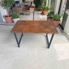Mirrorss Ahşap Ceviz Renk Balkon Bahçe Mutfak Masası 120 x 60 cm Retro Tasarım