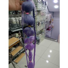 Naturel Peruk Renkli Pom Pom Saçlar