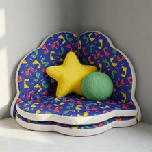 Puff Table Puftable Montessori Bulut Oyun Minderi,dinozor Desenli,oyun Halısı ve Matı 5 cm Sünger 4 Parça