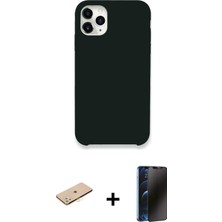 Cepte Toptan iPhone 11 Pro Zirve Modern Özel Seri - Siyah 3D Antistatik Hayalet Cam Ekran Koruyucu + Sarı Renkli Kamera Lens Koruma Cam