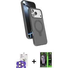 iPhone 17 Pro Max Iz Işık Koleksiyonu - Siyah 360 Mat Full Body Arka Koruyucu + Turuncu Bilvis Titan Kamera Lens