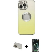 Cepte Toptan iPhone 13 Pro Max Kutup Yansıma Özel Seri - Şeffaf 360 Full Body Arka Koruyucu + Rose Gold Rainbow Kamera Lens Koruma Cam