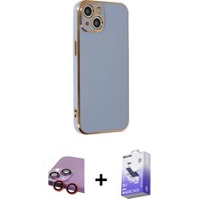 iPhone 14 Yankı Serisi - Siyah Bilvis 5in1 5d Magic Hayalet Cam Ekran Koruyucu + Kırmızı Raze Metal Kamera Lens