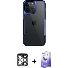 Cepte Toptan iPhone 15 Pro Max Akış Çizgi Koleksiyonu - Siyah Bilvis 5in1 5d Magic Hayalet Cam Ekran Koruyucu + Gümüş Pvd Metal Kamera Lens