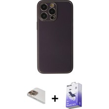 iPhone 13 Pro Max Yadigar Klasik - Siyah Bilvis 5in1 5d Magic Hayalet Cam Ekran Koruyucu + Gold Pers Alüminyum Kamera Lens