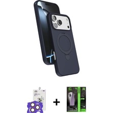 Cepte Toptan iPhone 17 Pro Max Iz Işık Koleksiyonu - Siyah 360 Mat Full Body Arka Koruyucu + Turuncu Bilvis Titan Kamera Lens