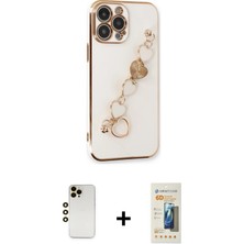 iPhone 13 Pro Max Nova Işık Prime - Siyah 6d Mat Seramik Hayalet Nano Ekran Koruyucu + Gold Shine Kamera Lens