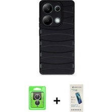 Cepte Toptan Redmi Note 13 Pro 4g Doruk Form Serisi - Şeffaf Pasifik Cam Ekran Koruyucu + Gümüş Raze Metal Kamera Lens