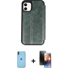 Cepte Toptan iPhone 11 Zirve Yansıma Serisi - Siyah 3D Antistatik Mat Seramik Nano Ekran Koruyucu + Turuncu Neon Fosforlu Kamera Lens