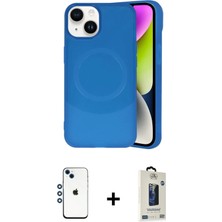 iPhone 14 Ufuk Serisi - Siyah Bilvis Hayalet Cam Ekran Koruyucu + Mavi Shine Kamera Lens