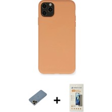 Cepte Toptan iPhone 11 Pro Max Ahenk Serisi - Siyah 6d Mat Seramik Hayalet Nano Ekran Koruyucu + Gold Shine Kamera Lens Koruma Cam
