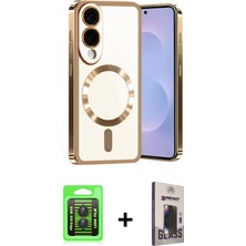 Galaxy S25 Edge Nova Işık Özel Seri - Siyah Bilvis Hayalet Cam Ekran Koruyucu + Siyah Raze Metal Kamera Lens