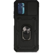 Newface Xiaomi Redmi Note 10 Kılıf Pars Lens Yüzüklü Silikon - Siyah