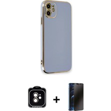Cepte Toptan iPhone 11 Yankı Serisi - Siyah 3D Antistatik Hayalet Cam Ekran Koruyucu + Turuncu Pvd Metal Kamera Lens