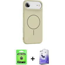 Cepte Toptan iPhone 17 Air Yankı Form Serisi - Siyah Bilvis 5in1 5d Magic Hayalet Cam Ekran Koruyucu + Gold Raze Metal Kamera Lens