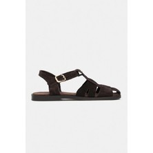 Stilbagshoes DELLA TOKALI HAKİKİ DERİ KADIN SANDALET KAHVE