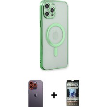 iPhone 12 Pro Doruk Minimal - Siyah 34D Hayalet Izgaralı Cam + Turuncu Neon Fosforlu Kamera Lens
