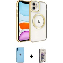 Cepte Toptan iPhone 11 Nova Işık Özel Seri - Siyah Bilvis 3D Cam Ekran Koruyucu + Mavi Neon Fosforlu Kamera Lens
