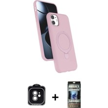 Cepte Toptan iPhone 11 Iz Işık Koleksiyonu - Siyah 34D Hayalet Izgaralı Cam + Yeşil Pvd Metal Kamera Lens