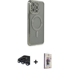 Cepte Toptan iPhone 15 Pro Zirve Doku Prime - Siyah Bilvis 3D Cam Ekran Koruyucu + Lacivert Raze Metal Kamera Lens