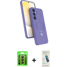 Cepte Toptan Galaxy A15 4g Iz Işık Koleksiyonu - Şeffaf Pasifik Cam Ekran Koruyucu + Siyah Raze Metal Kamera Lens