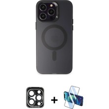 Cepte Toptan iPhone 15 Pro Max Kozmos Çizgi Prime - Siyah 3D Antistatik Seramik Nano Ekran Koruyucu + Lacivert Pvd Metal Kamera Lens