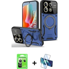 Cepte Toptan Redmi Note 13 Pro 5g Kıvılcım Modern Serisi - Siyah 3D Antistatik Cam Ekran Koruyucu + Gümüş Raze Metal Kamera Lens