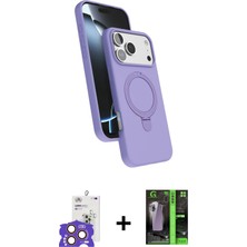 Cepte Toptan iPhone 17 Pro Max Iz Işık Koleksiyonu - Siyah 360 Mat Full Body Arka Koruyucu + Turuncu Bilvis Titan Kamera Lens