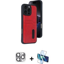 Cepte Toptan iPhone 16 Pro Max Yörünge Işık Serisi - Siyah 3D Antistatik Cam Ekran Koruyucu + Gri Pers Alüminyum Kamera Lens
