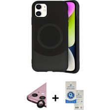 Cepte Toptan iPhone 11 Ufuk Serisi - Şeffaf Royal Nano Ekran Koruyucu + Siyah Raze Metal Kamera Lens