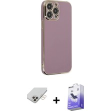 Cepte Toptan iPhone 14 Pro Max Yankı Serisi - Siyah Bilvis 5in1 5d Magic Hayalet Cam Ekran Koruyucu + Gold Band Metal Kamera Lens