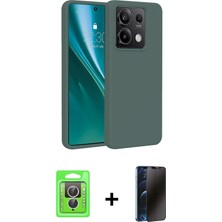 Cepte Toptan Redmi Note 13 Pro 4g Kozmos Yansıma Özel Seri - Siyah 3D Antistatik Hayalet Cam Ekran Koruyucu + Gümüş Raze Metal Kamera Lens