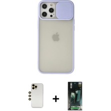 Cepte Toptan iPhone 12 Pro Max Vadi Çizgi - Şeffaf 360 Full Body Arka Koruyucu + Gold Shine Kamera Lens