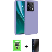 Cepte Toptan Redmi Note 13 Pro 4g Kozmos Yansıma Özel Seri - Siyah 3D Antistatik Hayalet Cam Ekran Koruyucu + Gümüş Raze Metal Kamera Lens