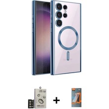 Galaxy S24 Ultra Nova Işık Özel Seri - Siyah Autokit 5in1 Fiber Hayalet Polymer Nano Ekran Koruyucu + Gold Bilvis Titan Kamera Lens