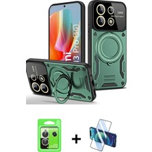 Redmi Note 13 Pro 5g Kıvılcım Modern Serisi - Siyah 3D Antistatik Cam Ekran Koruyucu + Gümüş Raze Metal Kamera Lens