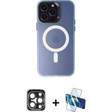 Cepte Toptan iPhone 15 Pro Max Kozmos Çizgi Prime - Siyah 3D Antistatik Seramik Nano Ekran Koruyucu + Lacivert Pvd Metal Kamera Lens