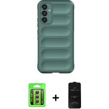 Cepte Toptan Galaxy A15 4g Atlas Koleksiyonu - Siyah 6d Antistatik Mat Seramik Hayalet Nano Ekran Koruyucu + Gümüş Raze Metal Kamera Lens