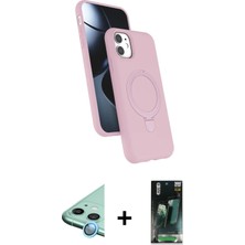 Cepte Toptan iPhone 11 Iz Işık Koleksiyonu - Siyah 360 Mat Full Body Arka Koruyucu + Mavi Raze Metal Kamera Lens