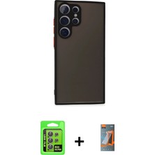 Cepte Toptan Galaxy S24 Ultra Ahenk Çizgi Serisi - Siyah Autokit 5in1 Fiber Hayalet Polymer Nano Ekran Koruyucu + Gri Raze Metal Kamera Lens