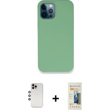 Cepte Toptan iPhone 12 Pro Zirve Modern Özel Seri - Siyah 6d Mat Seramik Hayalet Nano Ekran Koruyucu + Gökkuşağı Shine Kamera Lens