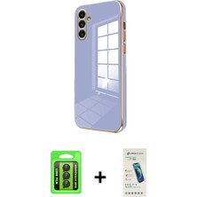 Cepte Toptan Galaxy A15 4g Yankı Serisi - Şeffaf Pasifik Cam Ekran Koruyucu + Siyah Raze Metal Kamera Lens