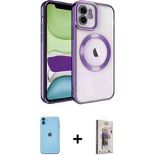 Cepte Toptan iPhone 11 Nova Işık Özel Seri - Siyah Bilvis 3D Cam Ekran Koruyucu + Mavi Neon Fosforlu Kamera Lens