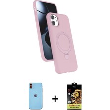 iPhone 11 Iz Işık Koleksiyonu - Siyah Buffer Cam Ekran Koruyucu + Turuncu Neon Fosforlu Kamera Lens