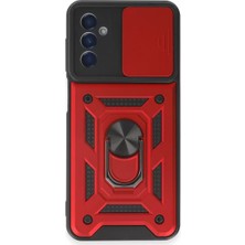 Newface Samsung Galaxy M14 5g Kılıf Pars Lens Yüzüklü Silikon - Kırmızı