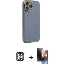 Cepte Toptan iPhone 16 Pro Max Yankı Serisi - Siyah 3D Antistatik Mat Seramik Nano Ekran Koruyucu + Gümüş Pvd Metal Kamera Lens